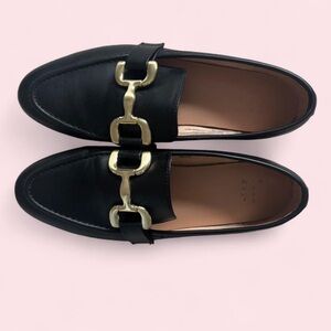 Black Loafers with Gold Accents